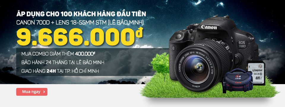 [QC] Canon 700D + Lens 18-55mm STM Chính Hãng Lê Bảo Minh Chỉ Còn 9.666.000đ