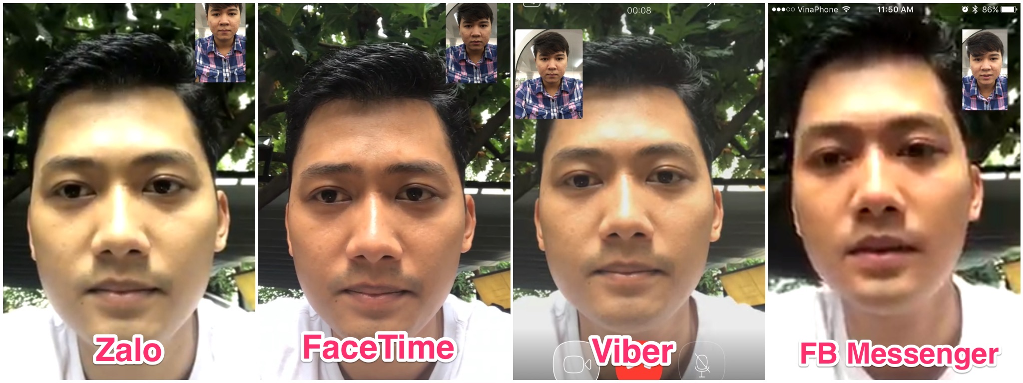 Thử video call bằng Zalo, so sánh với Facetime, Viber và Facebook Messenger
