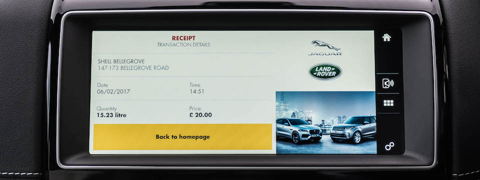 Xe Jaguar có tính năng tự thanh toán tiền nhiên liệu